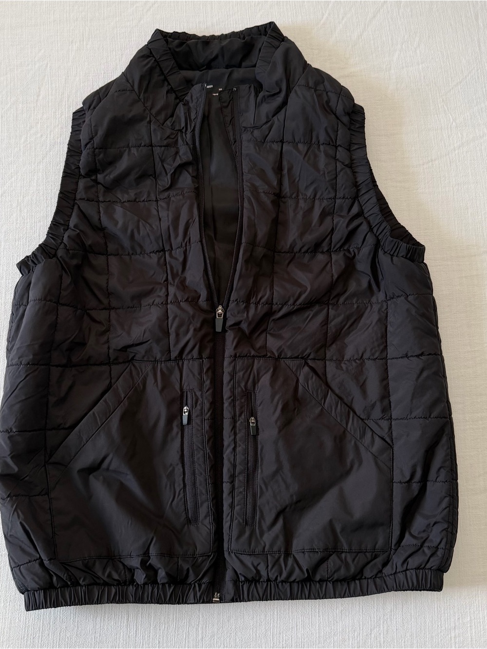 Black Zip Front Quilted Puffer Vest with Pockets